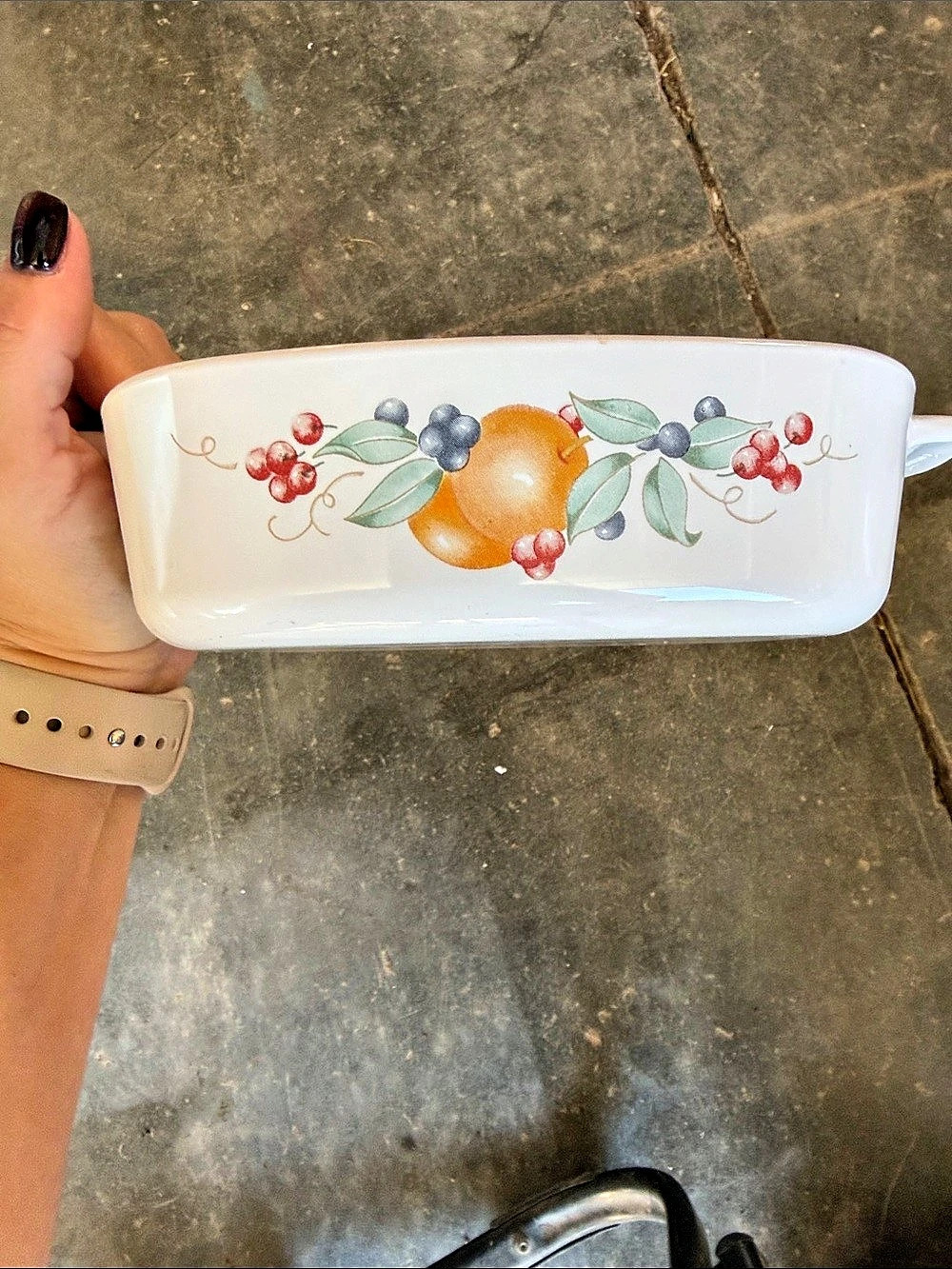 Anchor Hocking Floral Glass Baking Dish in White & Orange